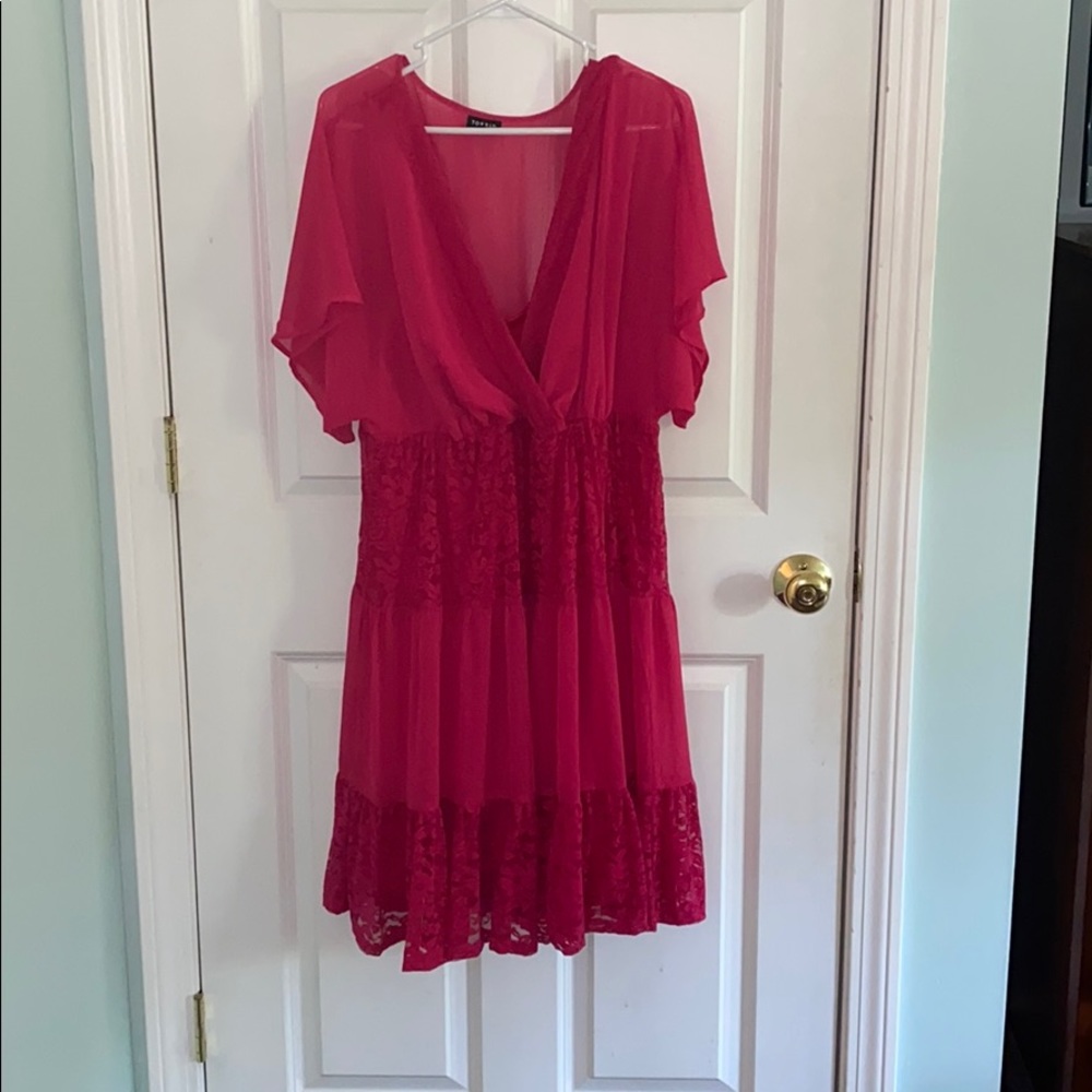 Bright Pink Torrid Dress with Lace detail